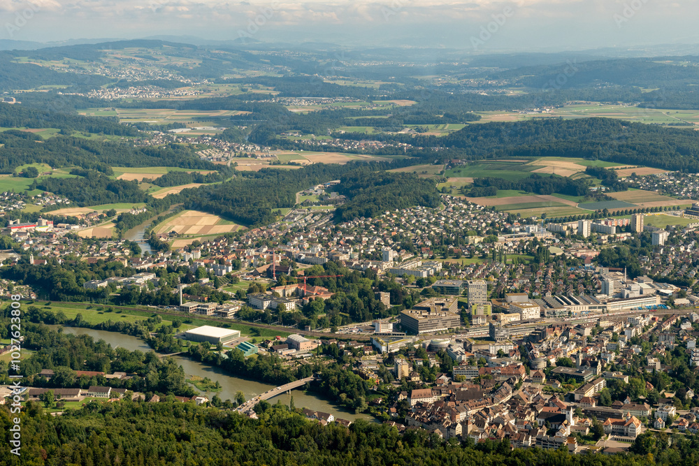 Brugg in Switzerland seen from a small plane Brugg in Switzerland seen from a small plane