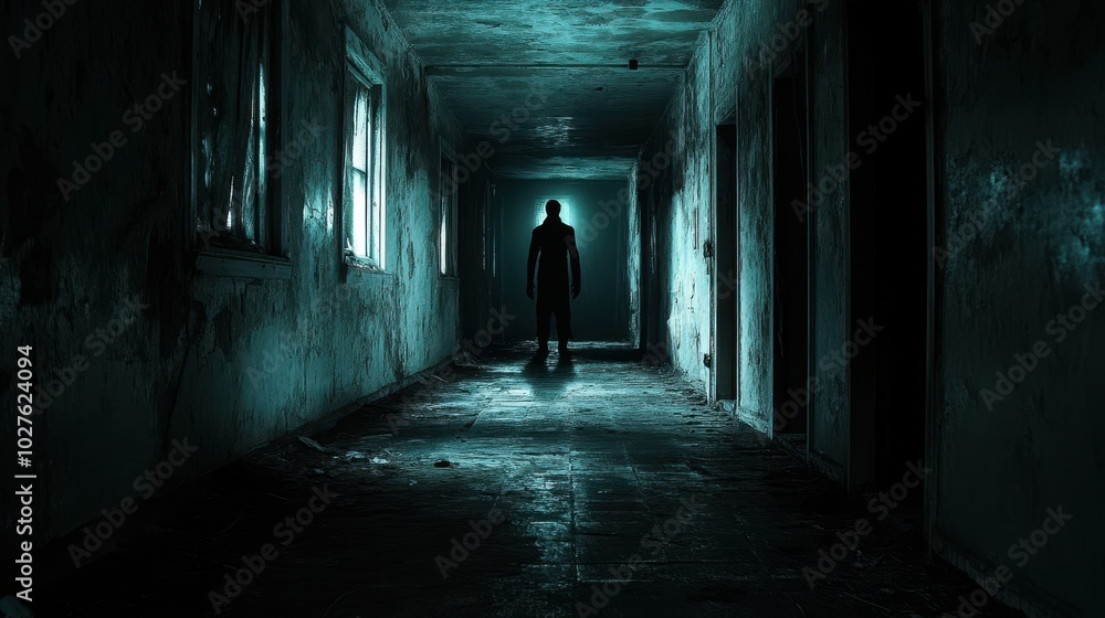 Shadowy Figure at the End of a Dark Hallway Shadowy Figure at the End of a Dark Hallway