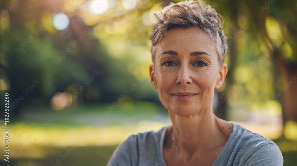 Confident Mature Woman Enjoying Serenity in Nature Confident Mature Woman Enjoying Serenity in Nature