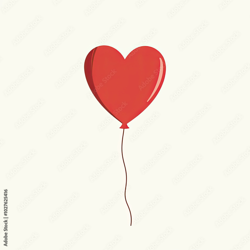 Red heart-shaped balloon on cream background Red heart-shaped balloon on cream background