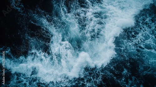 Wallpaper Mural Aerial View of Ocean Waves Breaking and Forming Whitecaps Torontodigital.ca