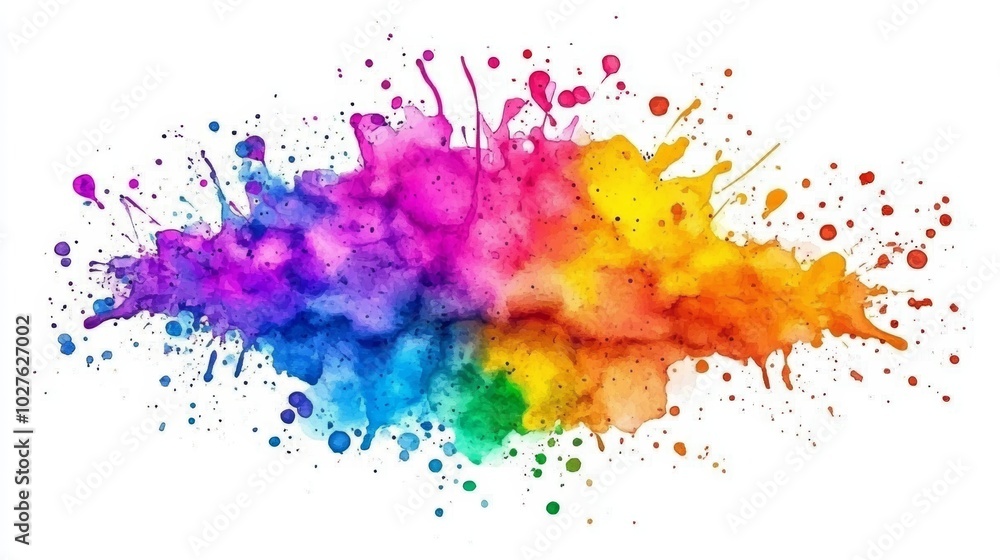 Fototapeta premium Vibrant watercolor splashes on white background abstract art, colorful paint texture, creative design element