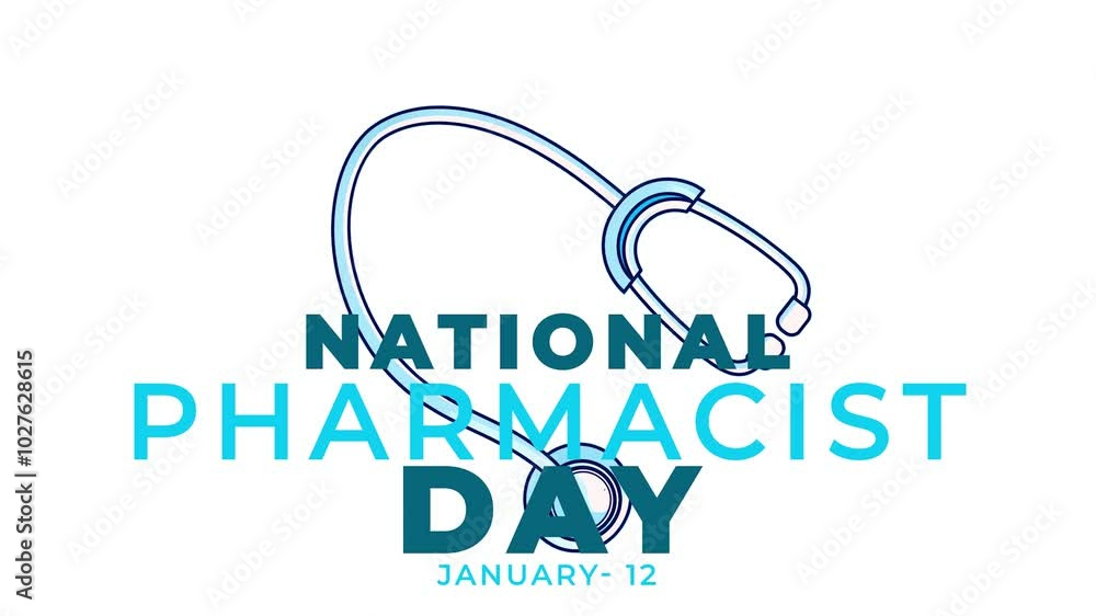 National Pharmacist day. Stethoscope animation. National Pharmacist day. Stethoscope animation.