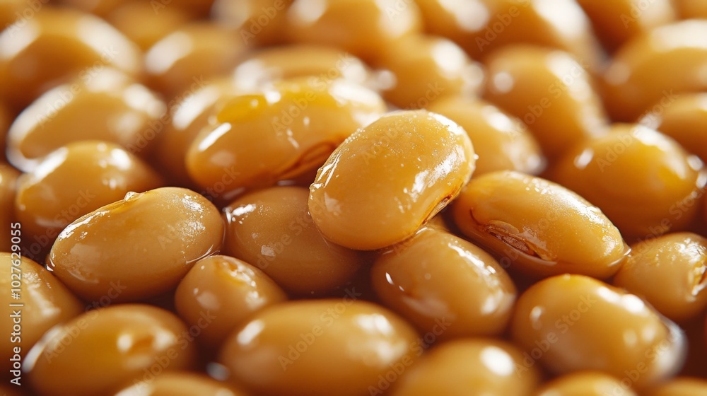 Boiled beans closeup top view. Cooked healthy vegetarian vegetable food