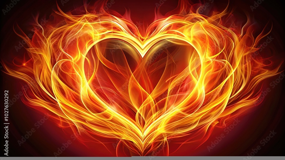 Fototapeta premium Isolated Burning Heart Icon - Cute Thin Line Design for Covers and Graphics