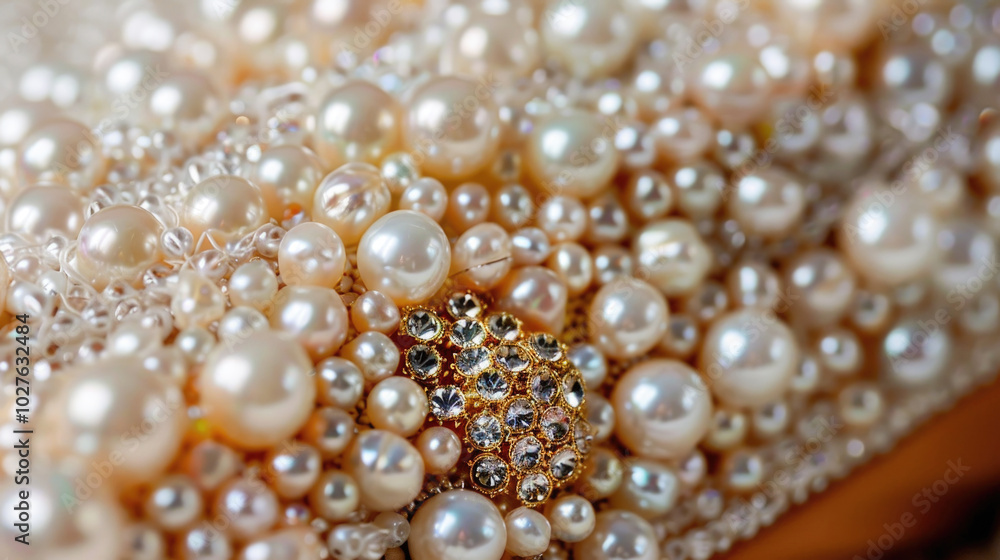 Close-Up of Luxurious Pearls and Diamonds Creating an Elegant and Sophisticated Jewelry Background Close-Up of Luxurious Pearls and Diamonds Creating an Elegant and Sophisticated Jewelry Background