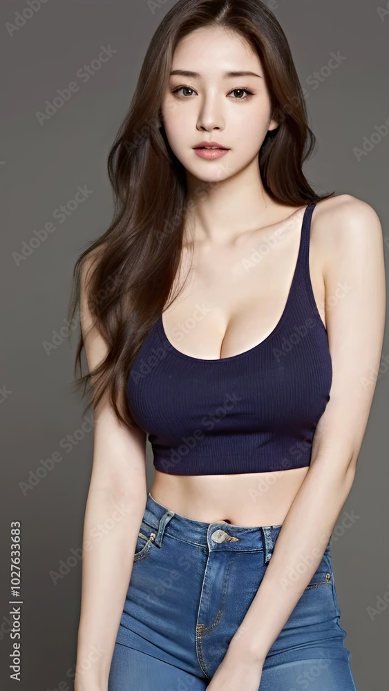 Beautiful body of Asian woman, close up portrait.