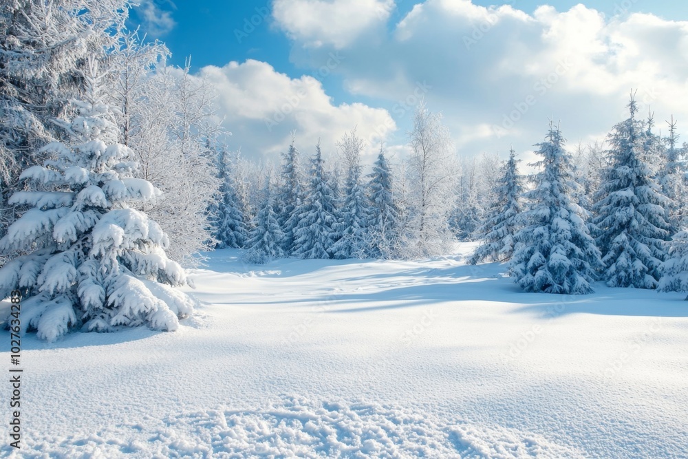 Snowy winter season background in nature Snowy winter season background in nature