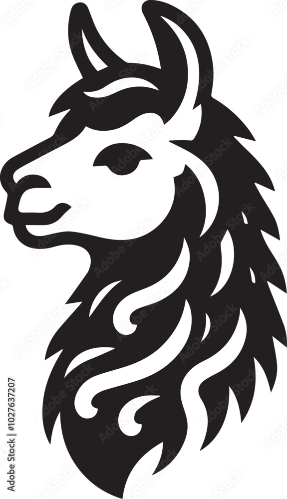 Fototapeta premium llama head silhouette vector
