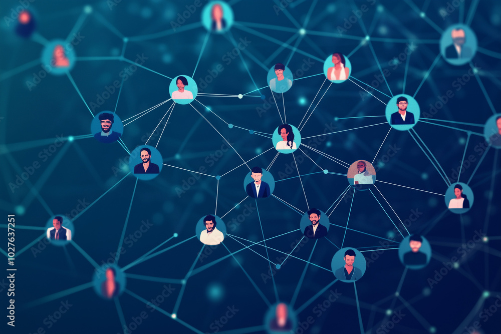 Abstract web of interconnected freelancers and gig economy professionals Abstract web of interconnected freelancers and gig economy professionals