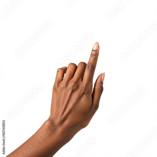 close up of black hand pointing up