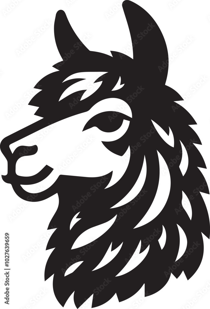 Obraz premium llama head silhouette vector