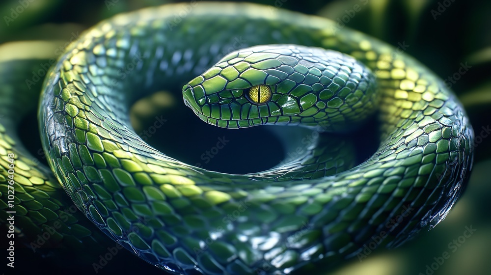 A Modern and Sleek Digital Illustration of a Snake A Modern and Sleek Digital Illustration of a Snake