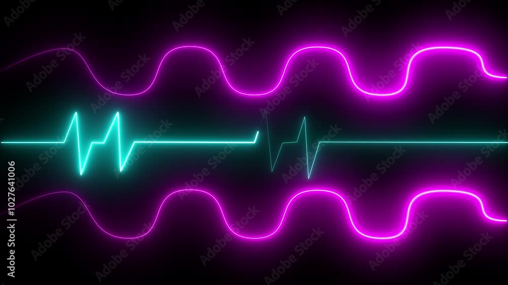 Abstract heart beat icon animation on black background. Abstract heart beat icon animation on black background.