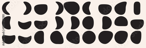 Modern liquid irregular blob shape abstract elements graphic flat style design fluid vector illustration set.