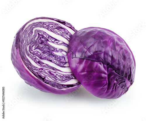 Purple cabbage isolated on white background
