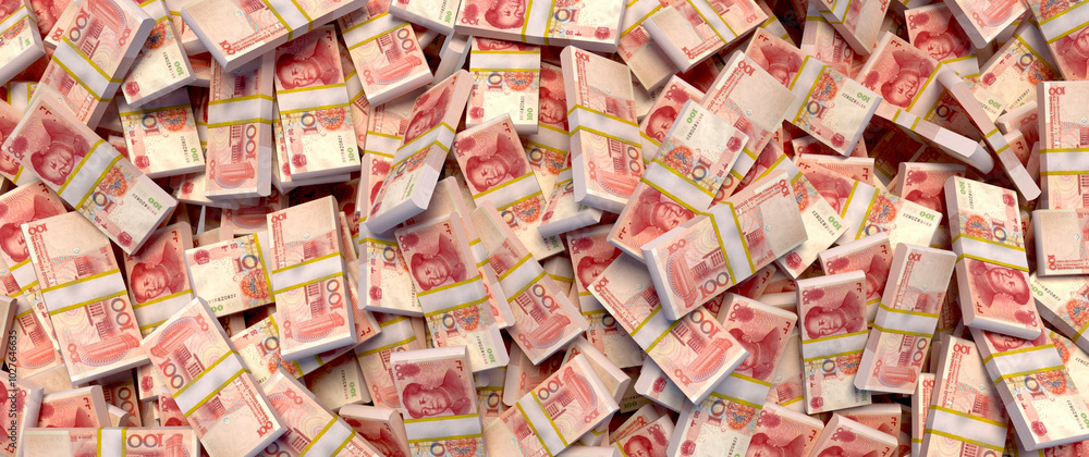Pail of Chinese 100 yuan banknote full frame 3d rendering illustration Pail of Chinese 100 yuan banknote full frame 3d rendering illustration