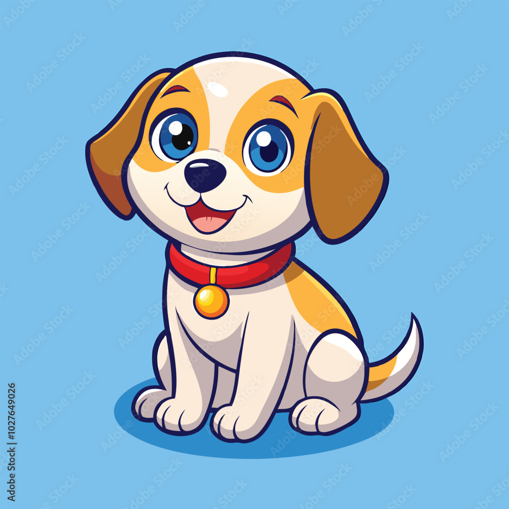 Fototapeta premium Cartoon dog / puppy sitting on the floor