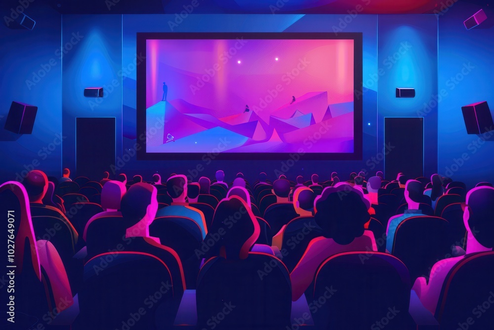 People relax in comfortable seats at a cozy movie theater while immersing themselves in a captivating film experience. Generative AI People relax in comfortable seats at a cozy movie theater while immersing themselves in a captivating film experience. Generative AI