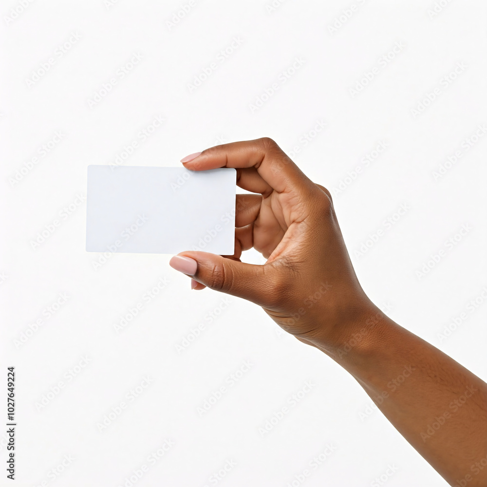 Obraz premium hand holding blank white card isolated on white background