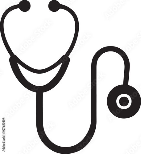 Stethoscope Silhouettes vector icon Art & Illustration