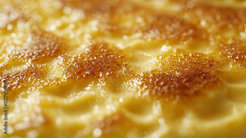 crème brûlée, featuring a creamy custard base topped with a golden caramelized layer, symbolizing richness, indulgence, and the art of culinary perfection photo