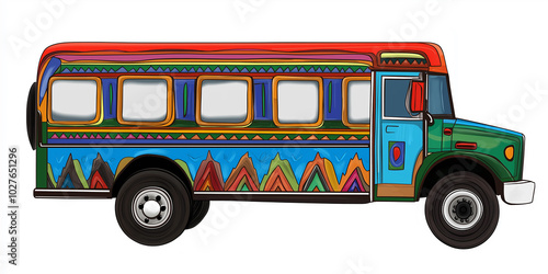 Colorful chicken bus public transportation in guatemala illustration photo