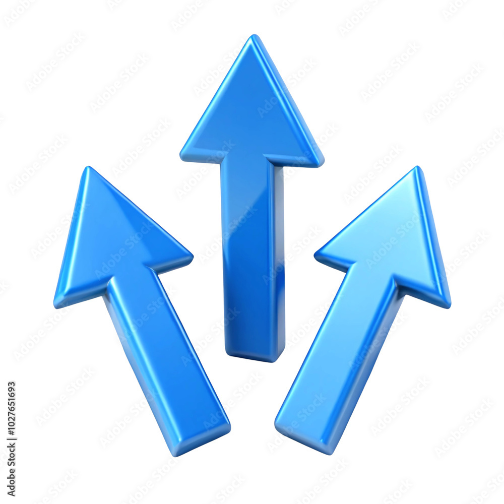 3D Rendering of Three Blue Arrows Isolated on a Transparent Background 3D Rendering of Three Blue Arrows Isolated on a Transparent Background