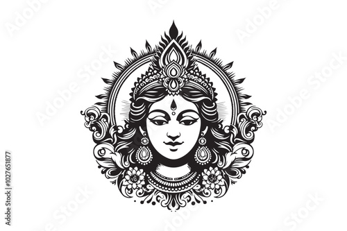 Maa Laxmi silhouette vector illustration, Maa Laxmi silhouette, Laxmi Vector