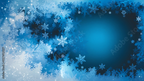 Winter Wonderland Background Blue White Snowflakes Holiday Design 
