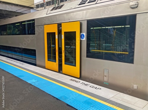 Photography Train on an Sydney platform with closing doors