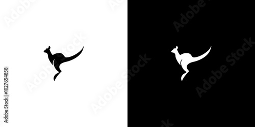 vector image of a kangaroo animal on a black and white background