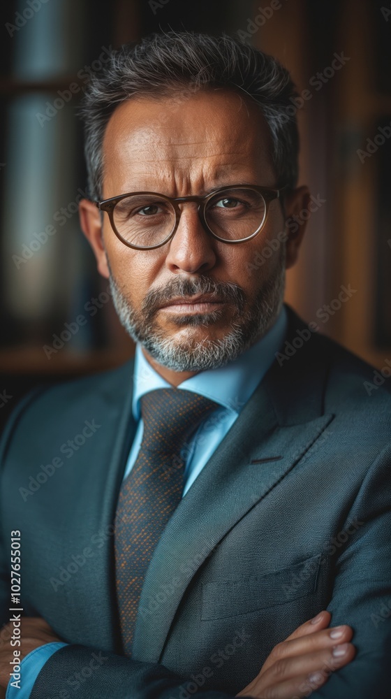 A poised man radiates confidence and accomplishment in a stylish suit A poised man radiates confidence and accomplishment in a stylish suit