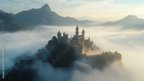 Majestic Aerial View of Ba Na Hills at Sunrise