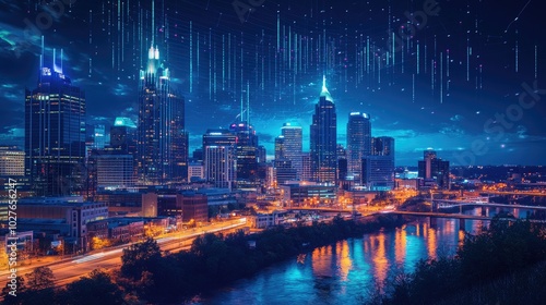 Night View of Downtown Nashville Skyline