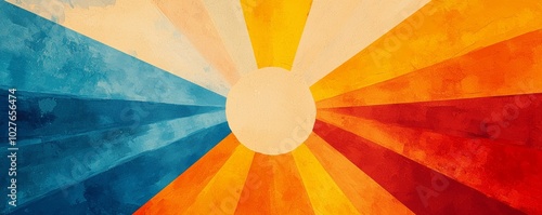 Colorful abstract sunburst design bringing warmth and energy. photo