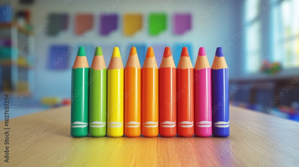 Colorful Pencils on Wooden Table. Colorful Pencils on Wooden Table.