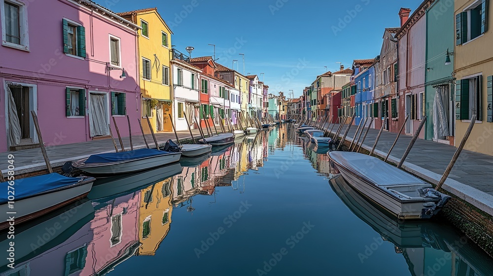 Obraz premium Vibrant Row of Colorful Homes in Burano
