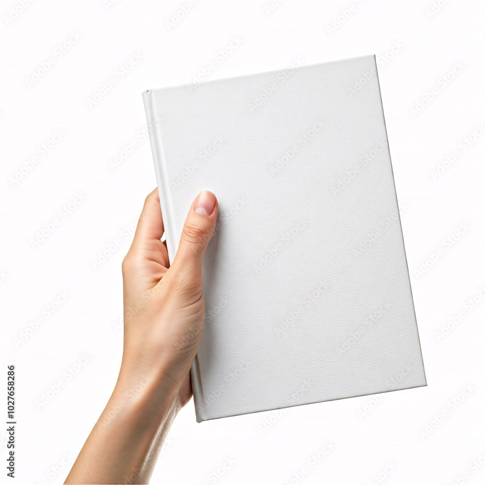blank white book held by hand isolated on white background blank white book held by hand isolated on white background
