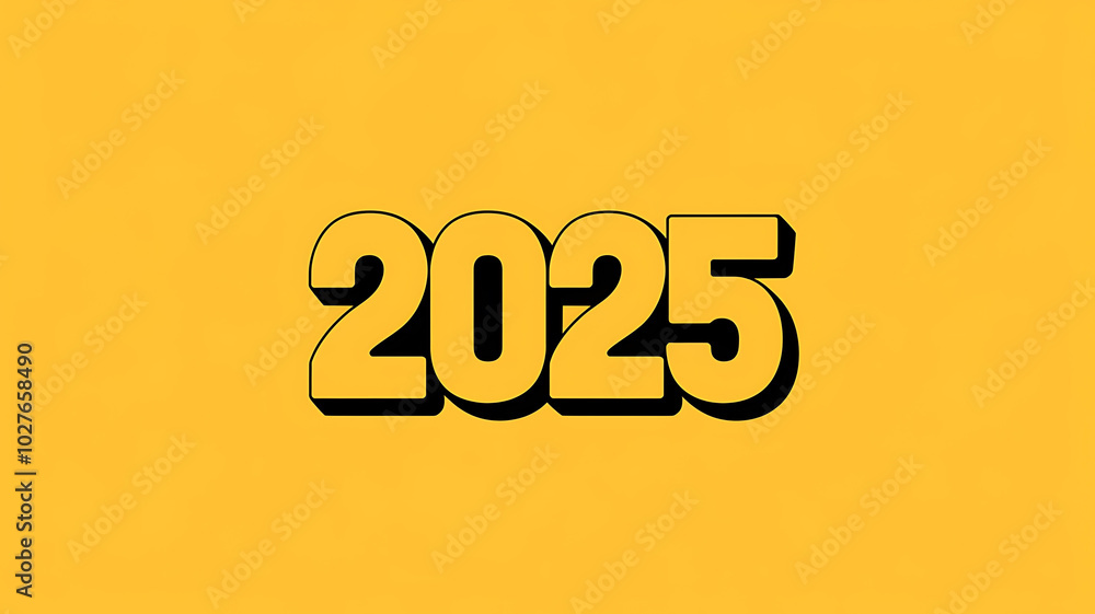 Bold yellow numbers on a bright yellow background, a simple and modern design for 2025 new year celebrations.
Bold yellow numbers on a bright yellow background, a simple and modern design for 2025 new year celebrations.