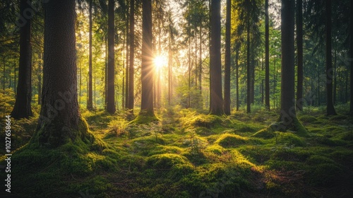 Scenic View of the Deister Forest at Sunrise