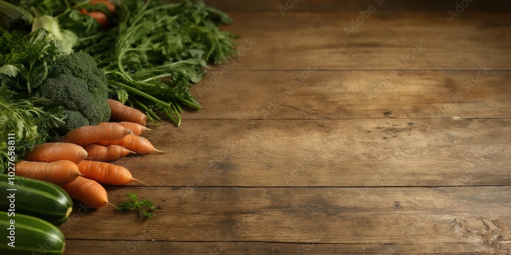 A collection of fresh vegetables such as carrots, zucchini, and broccoli laid on a wooden surface, symbolizing natural and healthy food choices. A collection of fresh vegetables such as carrots, zucchini, and broccoli laid on a wooden surface, symbolizing natural and healthy food choices.