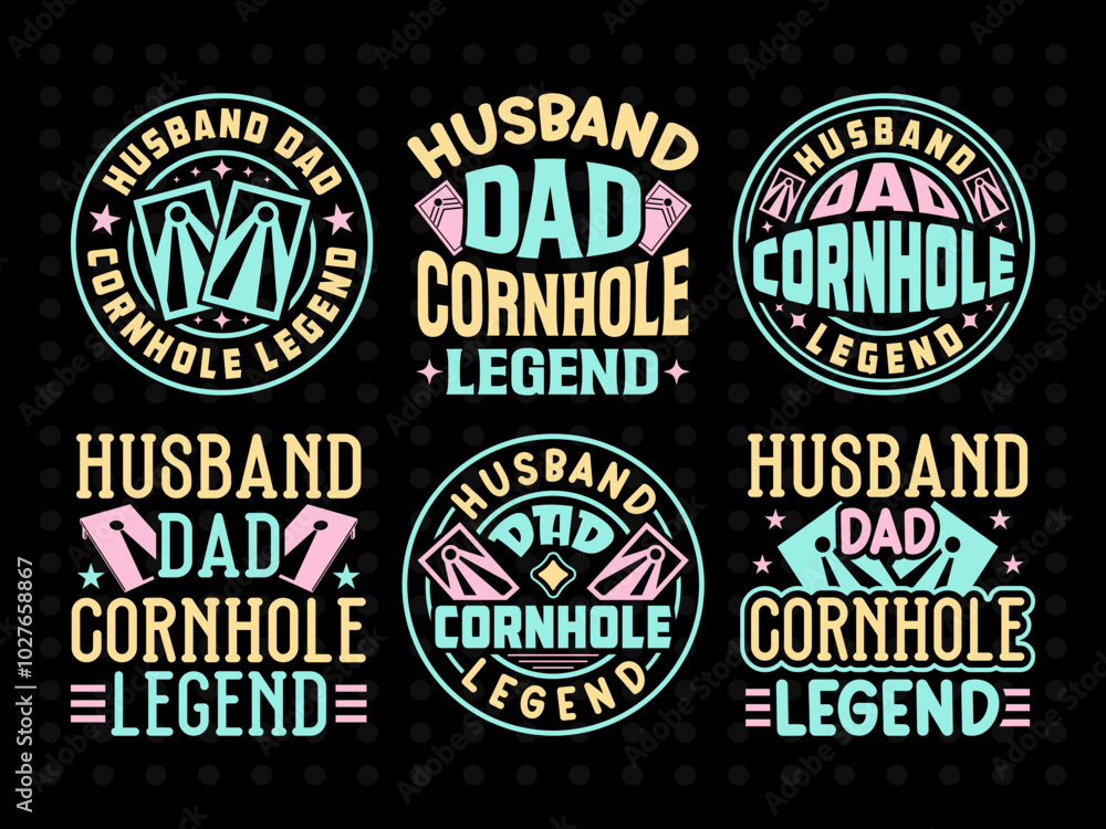 Fototapeta premium Husband Dad Cornhole Legend SVG Tshirt Bundle Cornhole Game Qoute Design