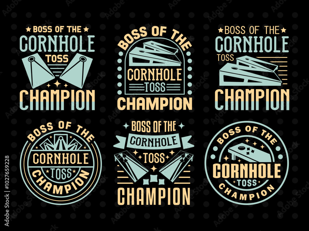Obraz premium Boss Of The Cornhole Toss Champion SVG Tshirt Bundle Cornhole Game Qoute Design