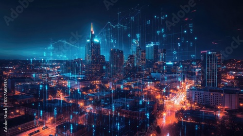 Wallpaper Mural Stunning Nashville Skyline at Night Torontodigital.ca