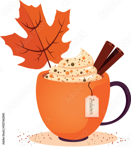 latte with spices with transparent background