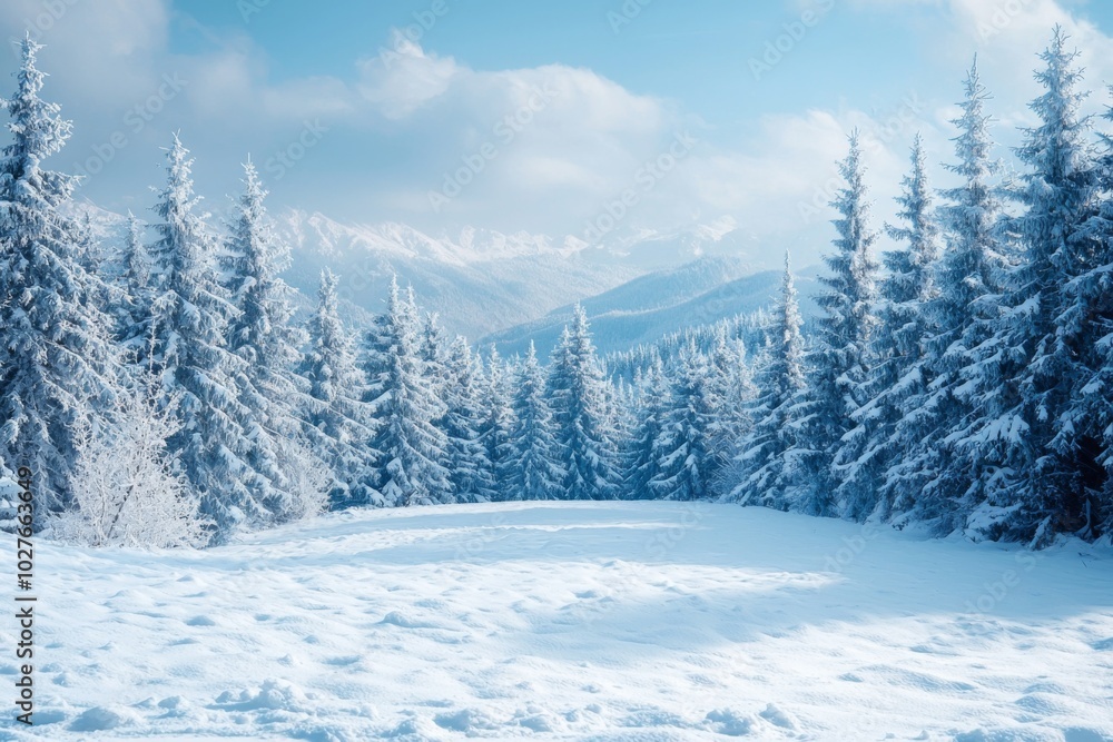 Naklejka premium Snowy winter season background in nature
