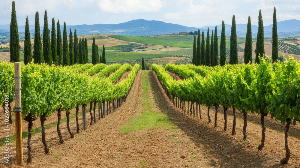 Scenic Vineyard Landscape in Heart of Tuscany Scenic Vineyard Landscape in Heart of Tuscany