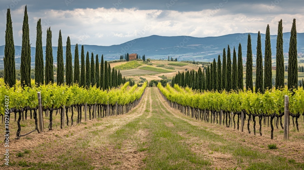 Obraz premium Vineyard Path in the Heart of Tuscany