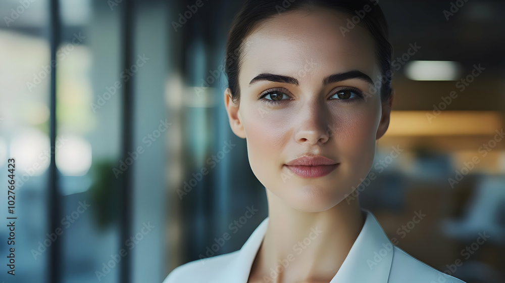 A confident woman in a professional setting, showcasing a poised demeanor. A confident woman in a professional setting, showcasing a poised demeanor.